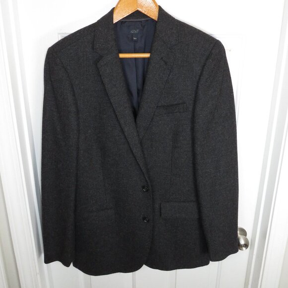 J Crew Ludlow Moon Cloth Yorkshire Tweed Charcoal Blazer Mens 42L 100% Wool - Picture 1 of 7